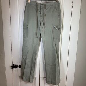 Old Navy Women Green Cargo Pants Size 4 Drawstring Waist Cotton FLAWS